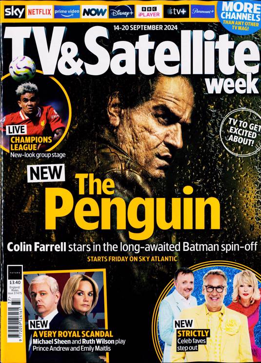 Tv & Satellite Week Magazine 14/09/2024 Colin Farrell Penguin Michael Sheen Ruth Wilson