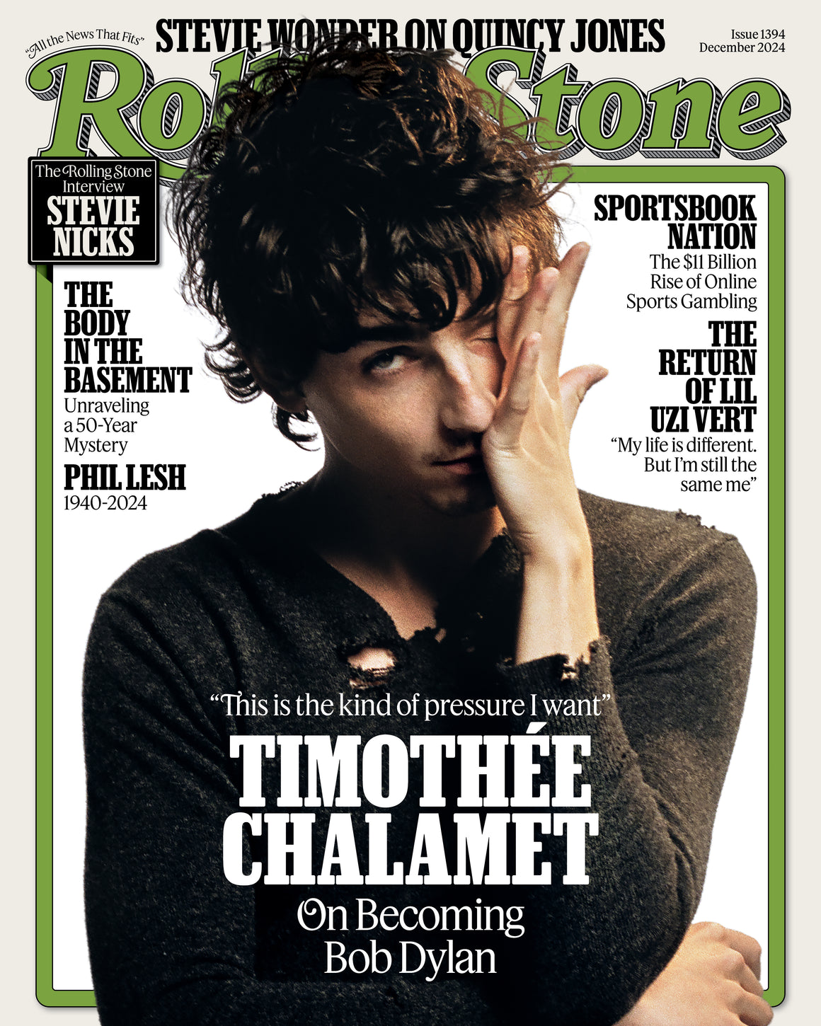 USA ROLLING STONE MAGAZINE - DECEMBER 2024- TIMOTHEE CHALAMET Bob Dylan