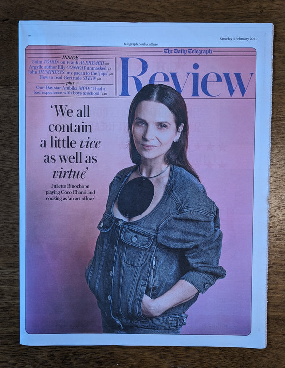 TELEGRAPH REVIEW 03/02/2024 JULIETTE BINOCHE COVER INTERVIEW