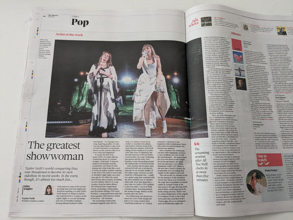 OBSERVER NEW REVIEW 25/08/2024 TAYLOR SWIFT Florence Welch