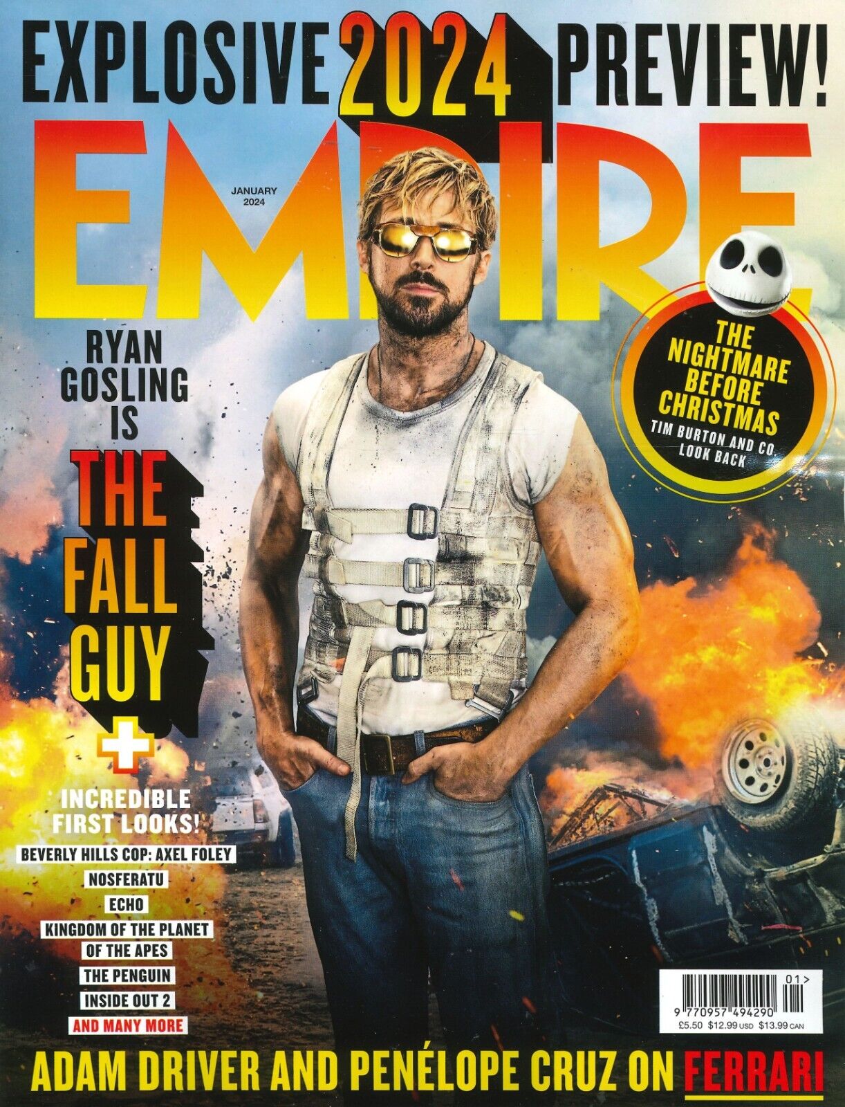Empire Magazine Jan 2024 RYAN GOSLING The Fall Guy Adam Driver Mille