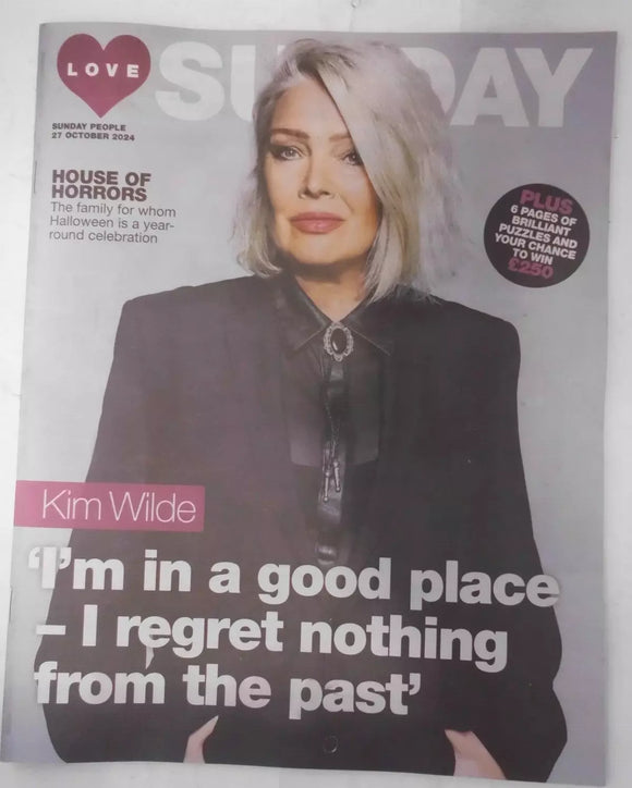 Love Sunday People newspaper supplement 27th October 2024 Kim Wilde