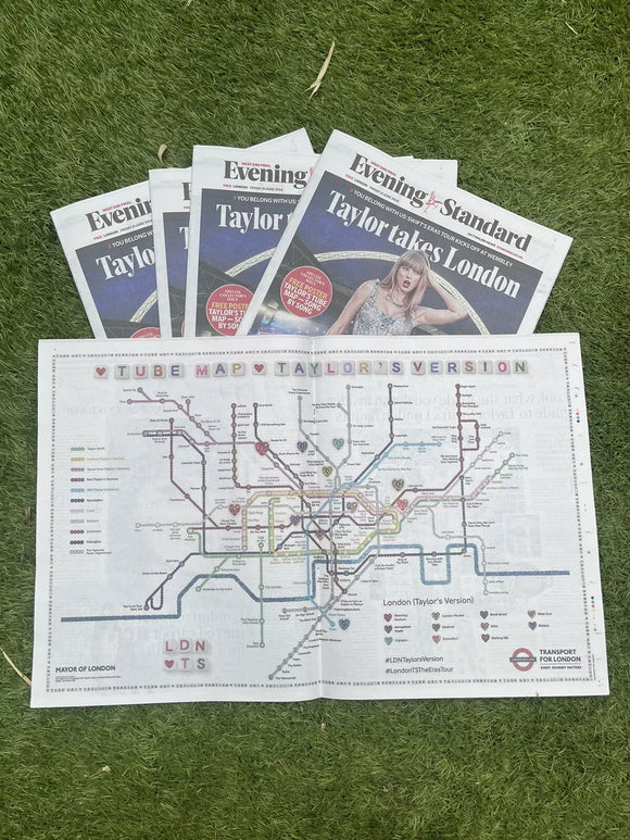 Taylor Swift Evening Standard LDN Tube Map commission Collector Poster Newspaper