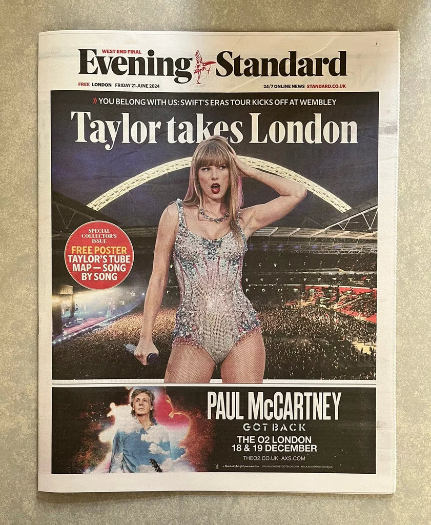 Taylor Swift Evening Standard LDN Tube Map commission Collector Poster Newspaper