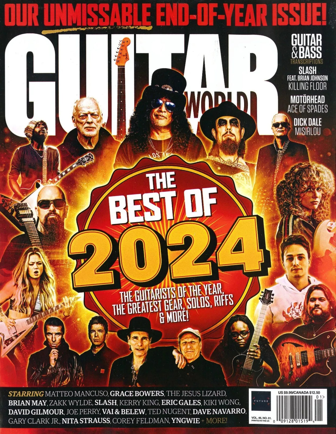 GUITAR WORLD MAGAZINE - JANUARY 2025 - SLASH Brian May Dave Gilmour Joe Perry