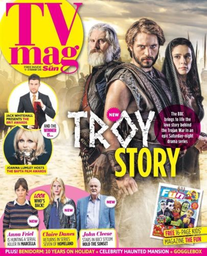 UK Sun TV Magazine FEB 2018: TROJAN WAR Louis Hunter JAYNE TORVILL Bella Hayne