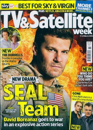 UK TV & Satellite Magazine 17 March 2018 David Boreanaz Chris Noth Courteney Cox