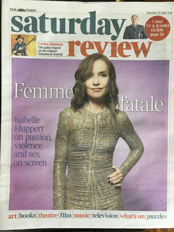 UK Times Review April 2019: ISABELLE HUPPERT Carlos Santana NICK RHODES Pet Shop