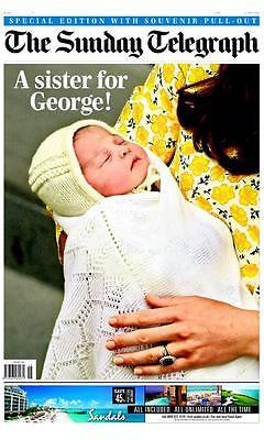 SUNDAY TELEGRAPH NEWSPAPER MAY 3 2015 PRINCESS CHARLOTTE ELIZABETH DIANA IS BORN