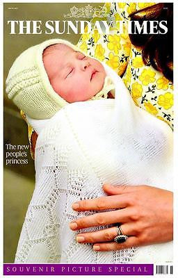 SUNDAY TIMES NEWSPAPER MAY 3 2015 PRINCESS CHARLOTTE ELIZABETH DIANA IS BORN