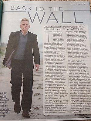 KENNETH BRANAGH - WALLANDER - DAVID HASSELHOFF Sun TV UK Magazine May 2016