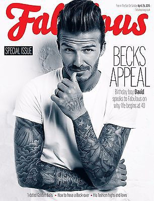 DAVID BECKHAM at 40 Photo Cover interview UK FABULOUS MAGAZINE APRIL 2015