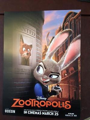 Disney ZOOTROPOLIS ORIGINAL UK MOVIE FILM POSTER