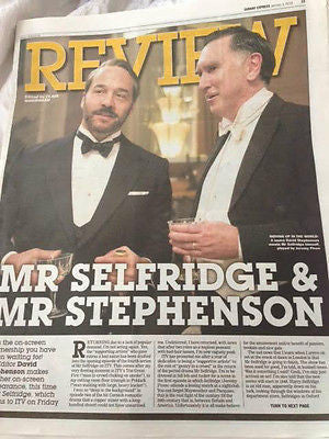 SUNDAY EXPRESS REVIEW JANUARY 2016  - JEREMY PIVEN Mr Selfridge PHOTO COVER