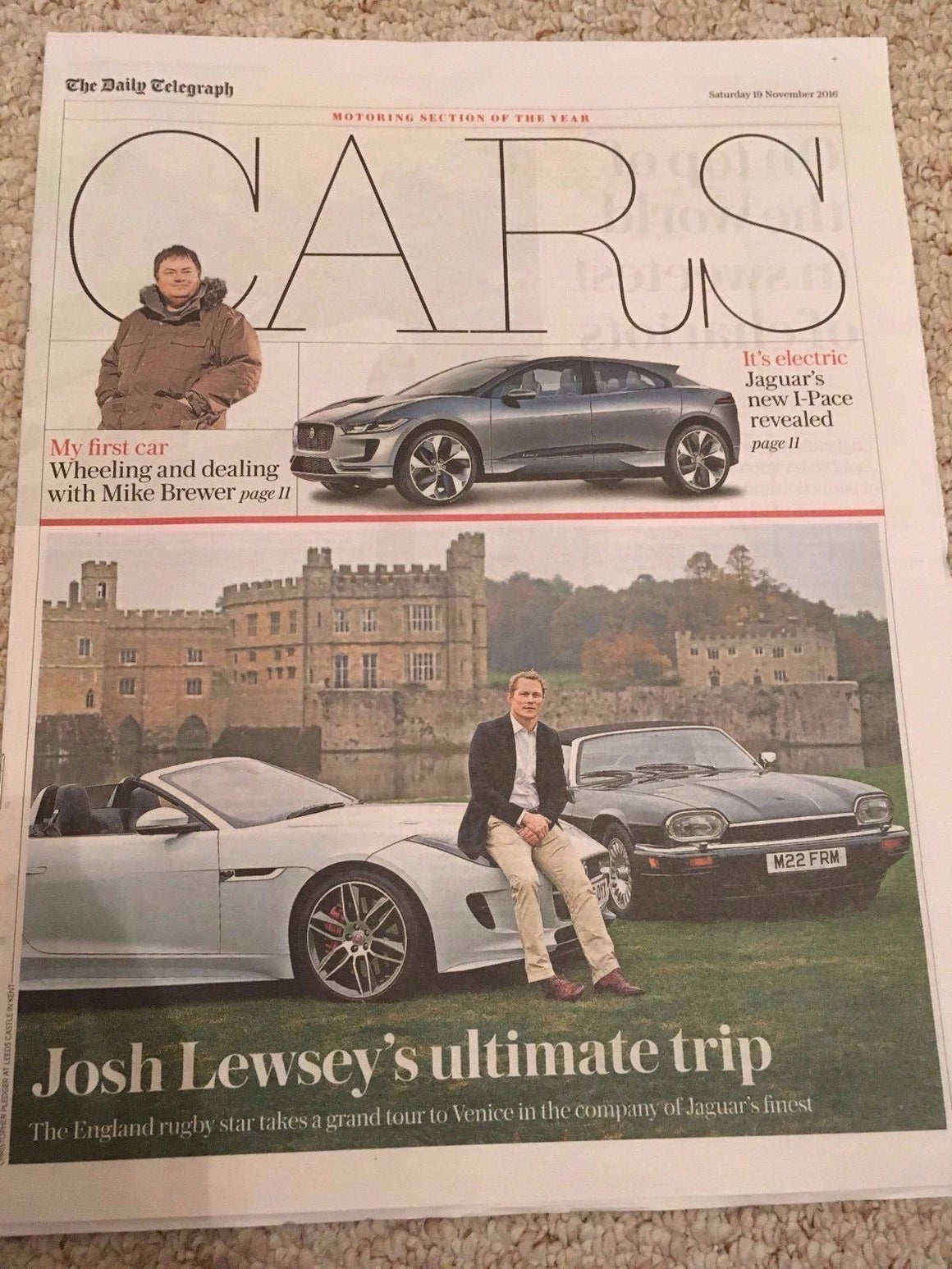 Josh Lewsey - Rugby Hunk Photo Cover Interview UK Cars Supplement November 2016