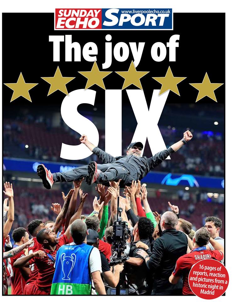 Liverpool v Spurs Echo Champions of Europe Newspaper - 2nd June 2019
