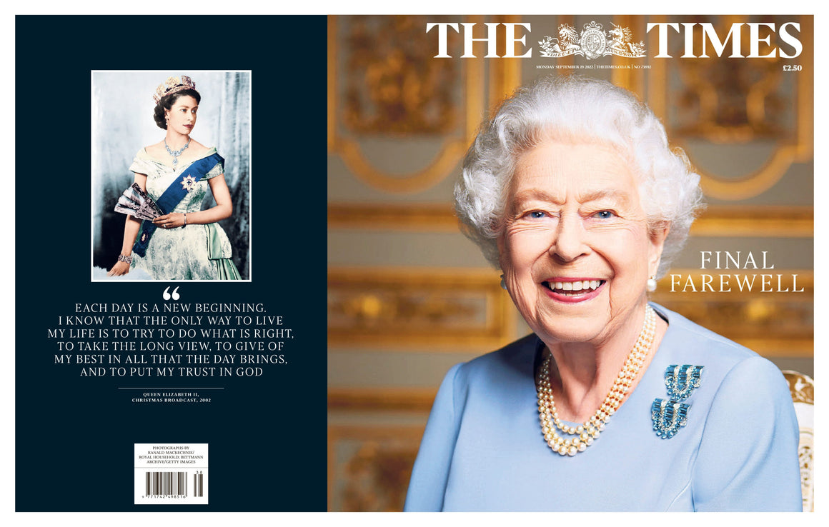 THE TIMES UK NEWSPAPER QUEEN ELIZABETH II FUNERAL 1926-2022 - SEPT 19 2022
