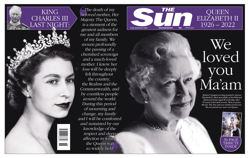 The Sun Newspaper - 9th September 2022 - Queen Elizabeth II 1926-2022 Tribute