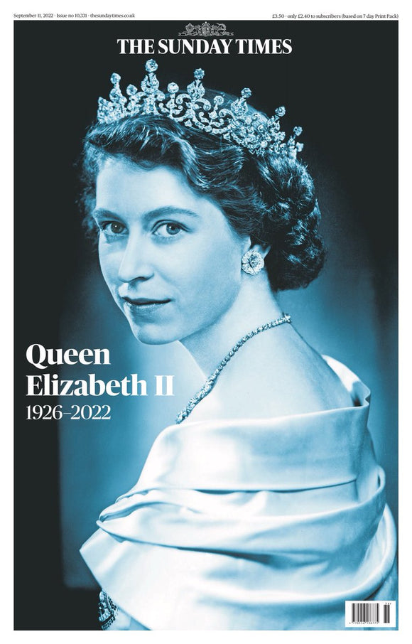 SUNDAY TIMES UK NEWSPAPER QUEEN ELIZABETH II DEATH 1926-2022 - SEPTEMBER 11 2022