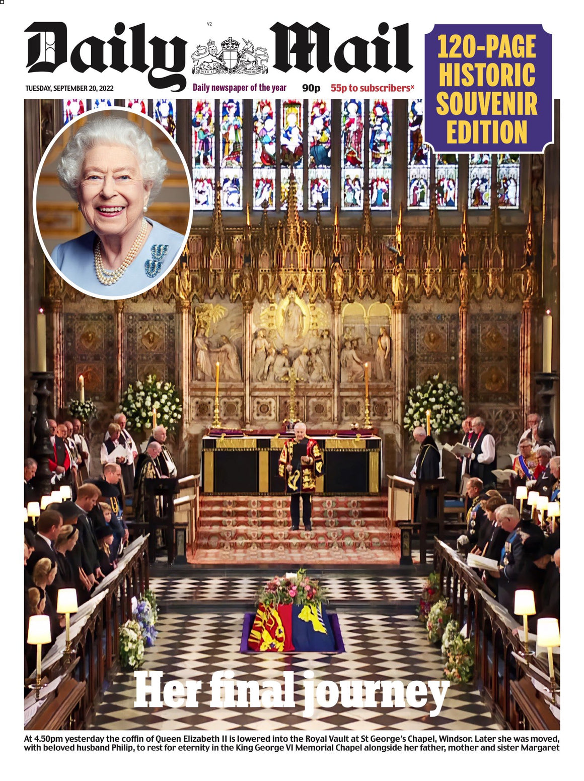 Daily Mail Newspaper 20 September 2022 Funeral of Queen Elizabeth II