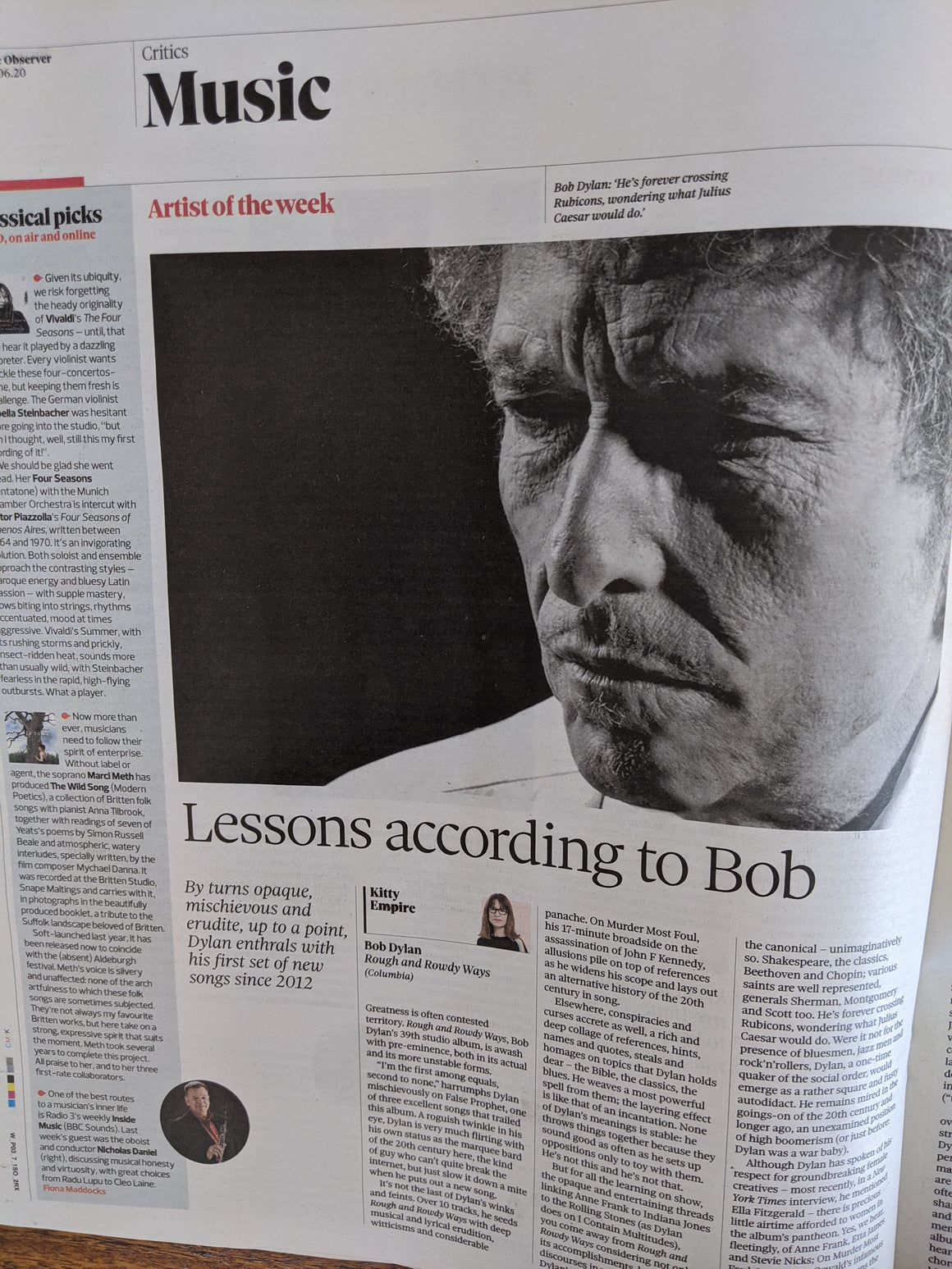 Observer New Review June 2020: BOB DYLAN Nadine Shah COLSON WHITEHEAD