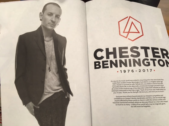 Rock Sound Magazine September 2017 Neckdeep Chester Bennington Linkin Park
