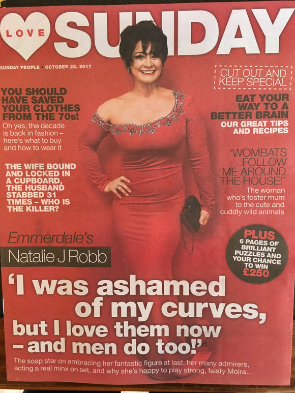 UK Love Sunday Magazine 22 October 2017 Natalie J Robbs Emmerdale Cover Story