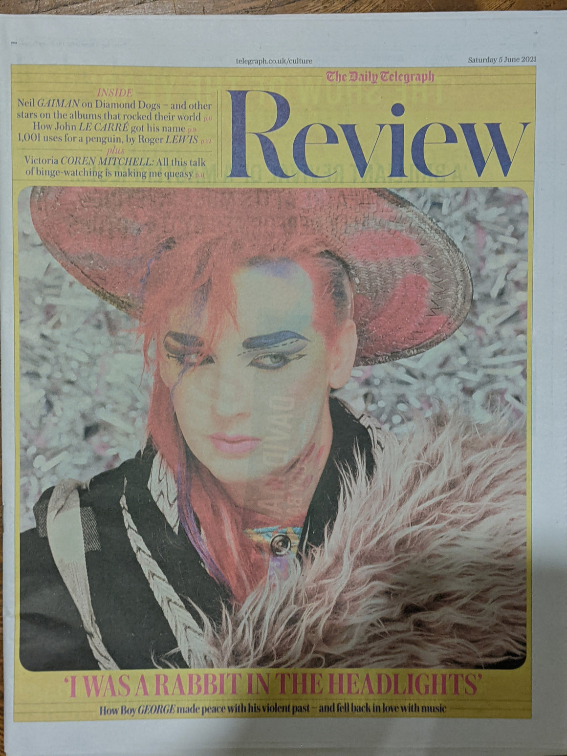 Boy George UK Telegraph Review Newspaper Supplement June 2021