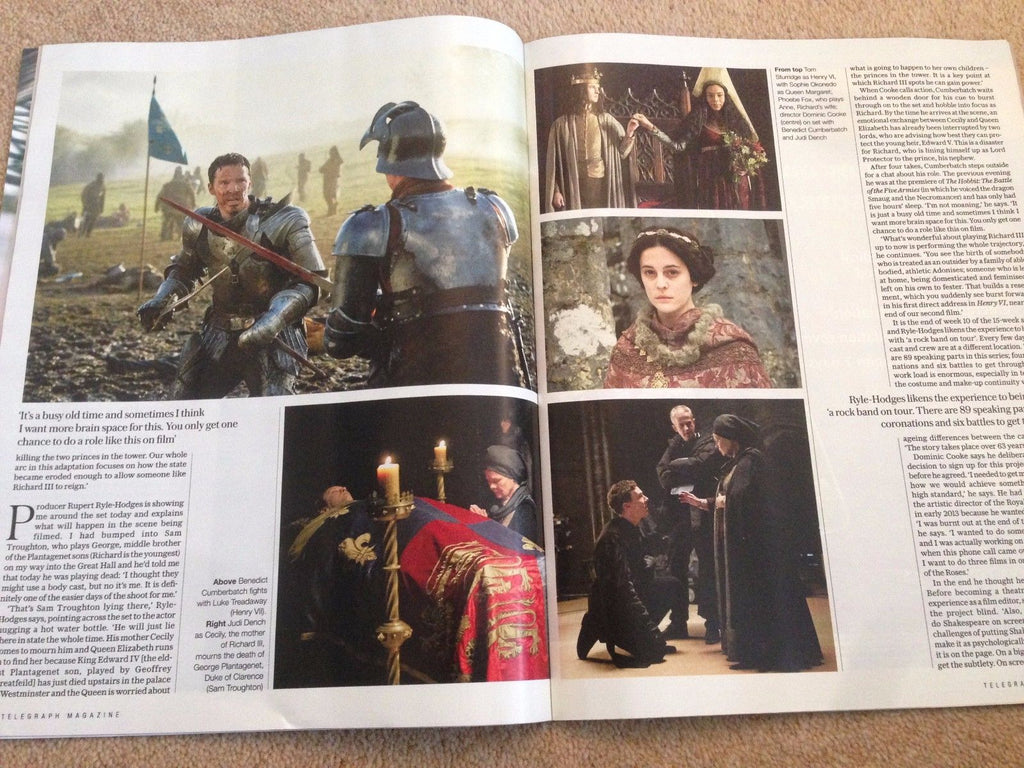 The Hollow Crown BENEDICT CUMBERBATCH UK TELEGRAPH MAGAZINE April 2016