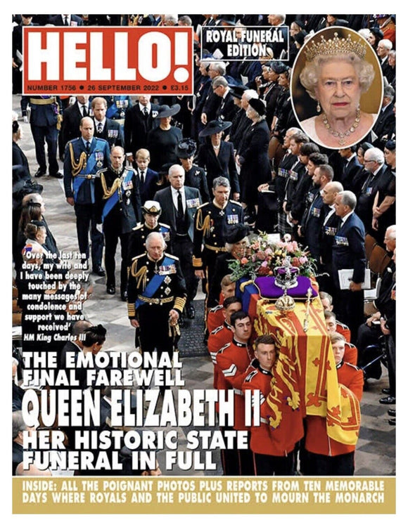 HELLO! Magazine #1756 26th Sept 2022 Funeral Of HM Queen Elizabeth II Special Edition